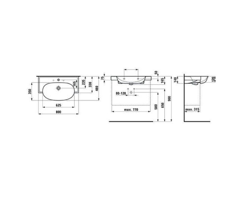 Laufen New Classic Раковина 80х48х16.5 см, 1 отв., подвесная, с переливом, цвет: белый LCC. 8.1385.5.400.104.1 Laufen New Classic Раковина 80х48х16.5 см, 1 отв., подвесная, с переливом, цвет: белый LCC. 8.1385.5.400.104.1
