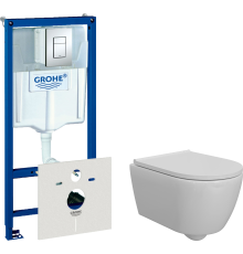 Комплект Унитаз подвесной DIWO Коломна 0700 с микролифтом + Инсталляция Grohe Rapid SL 38772001 3 в 1 с кнопкой смыва + Шумоизоляция 37131000