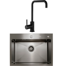 Комплект Мойка кухонная Kaiser KSM-6046 черная + Смеситель Merkur 26844-9 черный