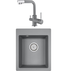 Комплект Мойка кухонная Emar Quartz EMQ-1415.Q Алмаз + Смеситель 3003N.9 Алмаз