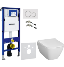Комплект Унитаз подвесной Geberit Smyle Square 500.683.01.1 с крышкой-сиденьем с микролифтом + Крепления Duofix 111.815.00.1 к стене + Шумоизоляция 156.050.00.1 + Инсталляция UP 320 111.300.00.5 + Кнопка Sigma 20 115.882.11.1 белая