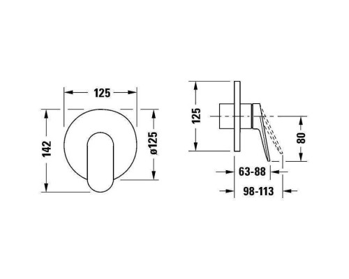 Duravit Wave Смеситель для душа, встраиваемый, цвет: хром. WA4210007010 Duravit Wave Смеситель для душа, встраиваемый, цвет: хром. WA4210007010