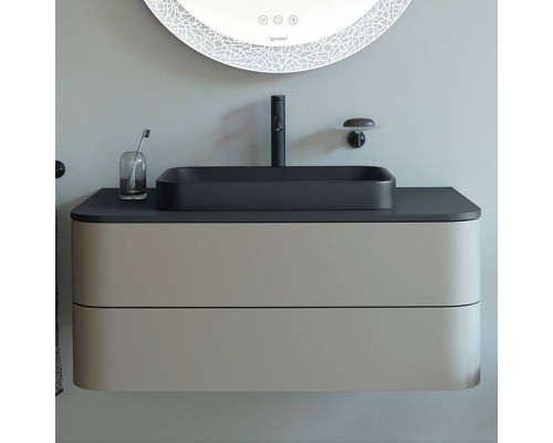 Duravit Happy D.2 Plus Раковина 60х40 см, без отв., без перелива, с выпуском с керамической крышкой, цвет: Anthracite matt. 2359601300