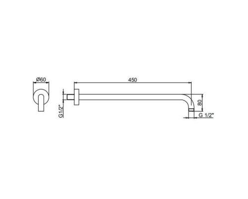 Fantini Venezia Держатель верхнего душа 450 мм., настенный, цвет: Matt Gun Metal PVD. 86 P5 8028