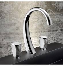 THG Infini white porcelain with platinum decor Смеситель для раковины на 3 отверстия, с донным клапаном, цвет: хром. U2E-A02-151