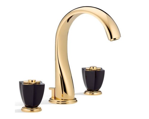 THG Petale de Cristal noir Смеситель для раковины, 3 отв., цвет: золото/черный хрусталь. U6D-F01-151 THG Petale de Cristal noir Смеситель для раковины, 3 отв., цвет: золото/черный хрусталь. U6D-F01-151