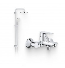 Душевой комплект Смеситель Grohe BauEdge 23604001 + Стойка New Tempesta Rustic 26452001