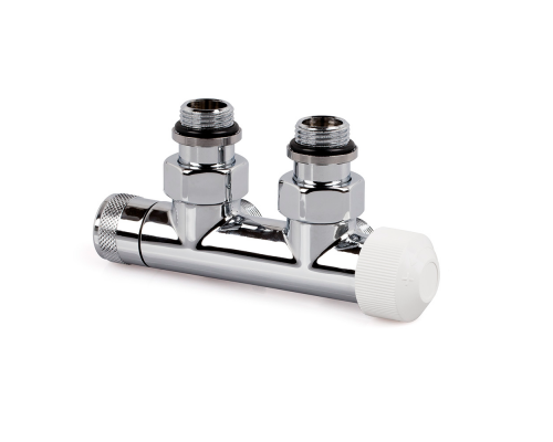 Узел нижнего подключения термостатический SR Rubinetterie угловой 1/2 х3/4 Е Хром (правый) 0684-1500C0E0