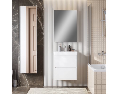 Мебель для ванной комнаты AQUATON Сканди 55 белый глянец, белый матовый, зеркало DIWO Элиста