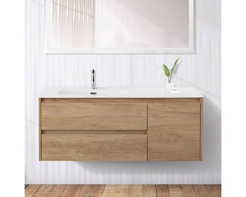 Тумба с раковиной BelBagno Kraft 120 L, 2 ящика, дверца, rovere nebrasca nature