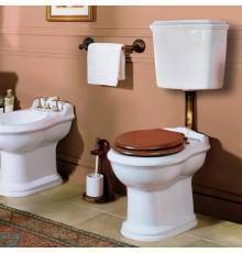 Azzurra Jubilaeum Унитаз напольный 59x40xH42 см, слив в стену, с низким бачком, с механизмом и трубой Kerasan, цвет фурнитуры: бронза, цвет: Bianco lucido. 751393,  JUVCTPB00000BI/(JUB100/P bi),  JUCSZA000000BI/(JUB400/Z bi (ст. арт. CRO400/Z)),  757193