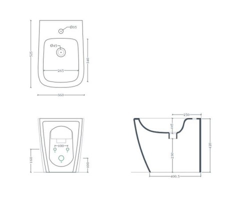 Artceram A16 Биде напольное 36х52 см, 1 отверстие, saniglaze, цвет: белый глянцевый. ASB005 01 00