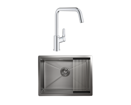 Комплект Мойка Granula Kitchen Space 6045U, сталь сатин + Смеситель Grohe Eurosmart 30567000