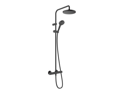 Hansgrohe Vernis Blend Душевая стойка с верхним душем 200 1jet с термостатом, EcoSmart, цвет: матовый черный . 26089670 Hansgrohe Vernis Blend Душевая стойка с верхним душем 200 1jet с термостатом, EcoSmart, цвет: матовый черный . 26089670