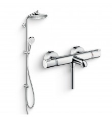 Душевой комплект Термостат Hansgrohe Ecostat Comfort 13114000 для ванны с душем, хром + Стойка Crometta S 240 1jet Showerpipe Rеno 27270000 EcoSmart