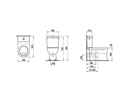 Laufen Pro Унитаз-компакт 67х36х40 см, c полочкой, выпуск Vario, цвет: белый. 8.2495.9.000.000.1,  8.2695.3.000.873.1