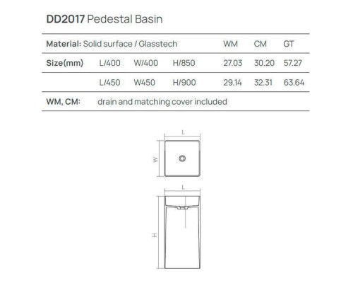 DEA DESIGN Pedestal Basin Раковина напольная 45х45хh90см, цвет grey brown. DD2017 450 6 DEA DESIGN Pedestal Basin Раковина напольная 45х45хh90см, цвет grey brown. DD2017 450 6