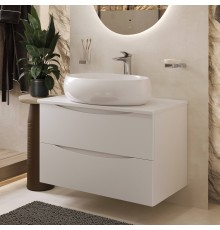 Тумба с раковиной BOND Cube 80 подвесная, белая матовая, с раковиной Oval S58-600