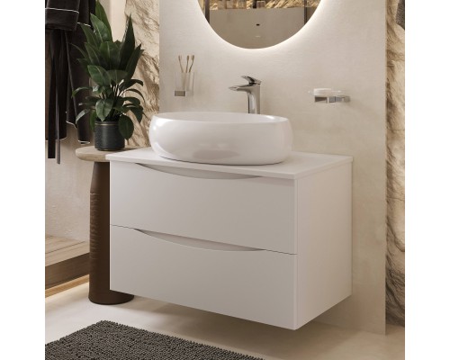 Тумба с раковиной BOND Cube 80 подвесная, белая матовая, с раковиной Oval S58-600