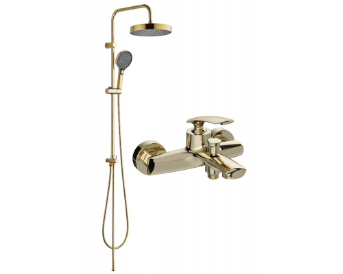 Душевая стойка STWORKI Гётеборг S23180GG со смесителем Гётеборг S03100GG, глянцевое золото