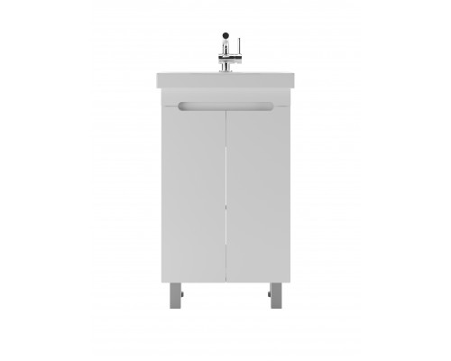 Тумба с раковиной Айсберг Аура 50 напольная, белая, раковина Como