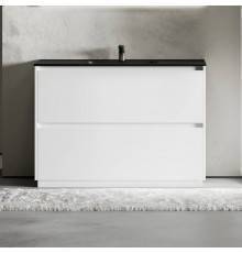 Тумба с раковиной Sancos Libra Floor 120 белый глянец, черная раковина CN7006MB