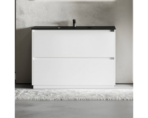 Тумба с раковиной Sancos Libra Floor 120 белый глянец, черная раковина CN7006MB