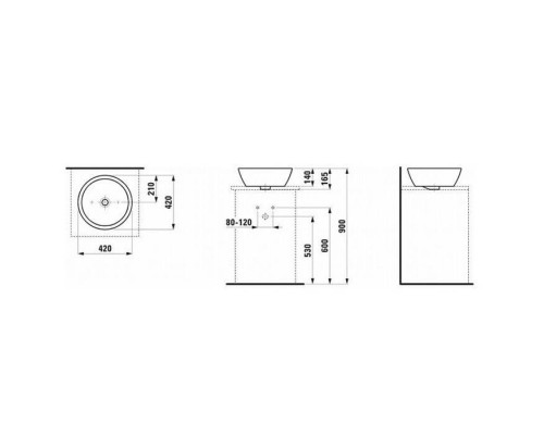 Laufen Pro B Раковина-чаша 42х42х14 см, без отв., цвет: белый. 8.1296.2.000.109.1 Laufen Pro B Раковина-чаша 42х42х14 см, без отв., цвет: белый. 8.1296.2.000.109.1