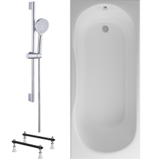 Комплект Акриловая ванна STWORKI Хальмстад SW1017075026 без опоры 170x75 см + Ножки + Гарнитур Вестфолл WH627-C хром