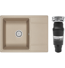 Комплект Мойка кухонная Granula 6503, песок + Измельчитель Bone Crusher BC 910-SL-Slim Line