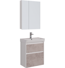 Мебель для ванной комнаты Lemark Combi 60 бетон, белая глянцевая