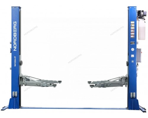 Подъемник двухстоечный 5 т, нижняя синхронизация, с электростопорами, 380 В, синий NORDBERG N4122AE-5B_380