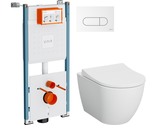 Комплект Унитаз подвесной VitrA Mia Round SmoothFlush 7510B003-0075 безободковый + Крышка 801-003-019 с микролифтом + Инсталляция V-Fix Core 732-5800-01PV + Кнопка Root Round 740-2200 белая глянцевая Комплект Унитаз подвесной VitrA Mia Round SmoothFlush 7510B003-0075 безободковый + Крышка 801-003-019 с микролифтом + Инсталляция V-Fix Core 732-5800-01PV + Кнопка Root Round 740-2200 белая глянцевая
