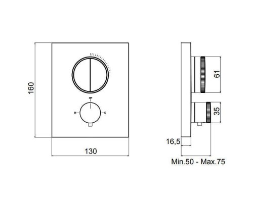 Almar Core Смеситель для душа, встраиваемый, термостатический, цвет: Gun Metal Brushed PVD. E176682.GM