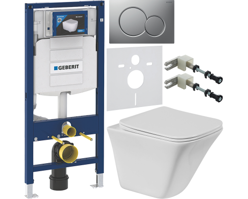 Комплект Унитаз подвесной BelBagno Marmi BB052CHR + Крышка BB052SC с микролифтом + Инсталляция Geberit Duofix UP 320 111.300.00.5 + Кнопка Sigma 01 115.770.JQ.5 лакированная, матовый хром + Крепления 111.815.00.1 к стене + Шумоизоляция 156.050.00.1