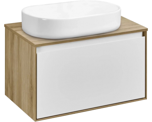 Тумба с раковиной AQUATON Либерти 70 со столешницей дуб эльвезия, раковина Лола 60