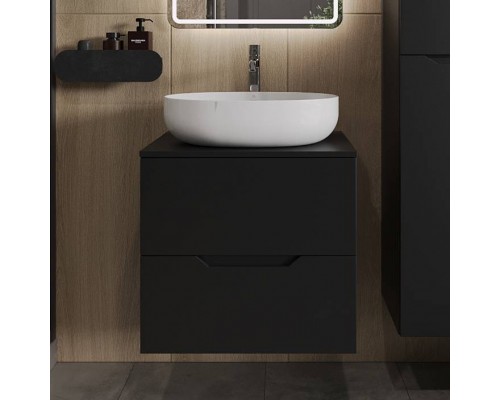 Тумба с раковиной Orange Line 60 подвесная, 2 ящика, матовая черная с раковиной B05-520W