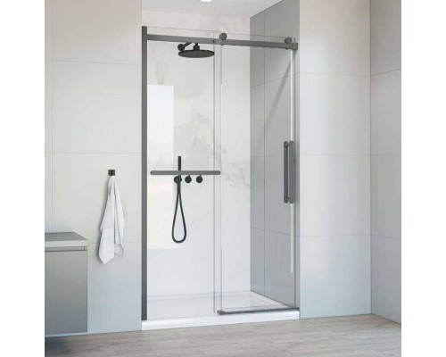 Душевая дверь в нишу Vincea Como Soft VDS-1CS130CLGM 130 см, профиль вороненая сталь, стекло прозрачное