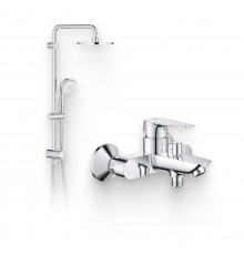 Душевой комплект Смеситель Grohe BauEdge 23604001 + Стойка New Tempesta Rustic 27399002