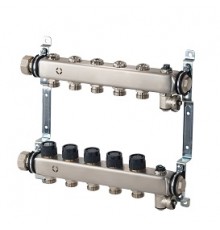 Распределительная гребенка, Oventrop, Multidis SHR, PN 10, 9 х G 3/4, количество контуров-9, выход-3/4 ЕК, нержавеющая сталь, со встроенными регулирующими вставками