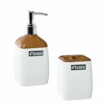 Набор Стакан Fixsen White Wood FX-402-3 белый + Дозатор FX-402-1 белый