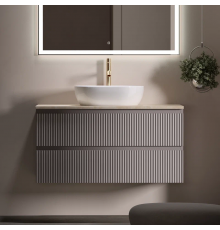 Тумба с раковиной Sancos Snob R 100 см, doha soft, столешница бежевая, раковина CN6019