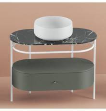 Artceram Flair 4.0 Консоль металлическая с раковиной 95x48хh75см., напольная, с выдвижным ящиком и мраморной столешницей, цвет: белый матовый. COL001 01 00,  ACA068 05,  ACM038 58,  TFA010 90
