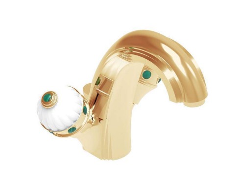 THG Amboise Malachite Смеситель для раковины, 1 отв., цвет: золото/малахит. A1J-F01-2155