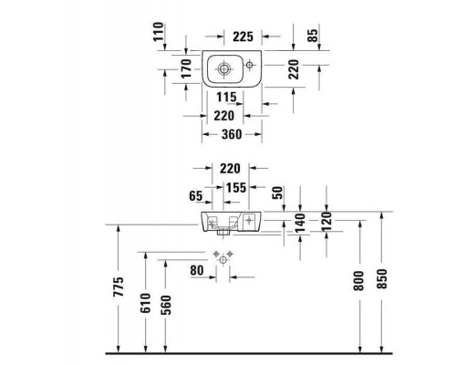 Duravit DuraStyle Раковина 36x22 см, 1 отв., цвет: белый. 0713360000 Duravit DuraStyle Раковина 36x22 см, 1 отв., цвет: белый. 0713360000