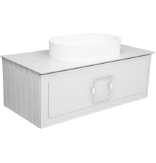 Тумба с раковиной La Fenice Cubo 100 подвесная, bianco, ручка белая, столешница белый мрамор, раковина матовая белая