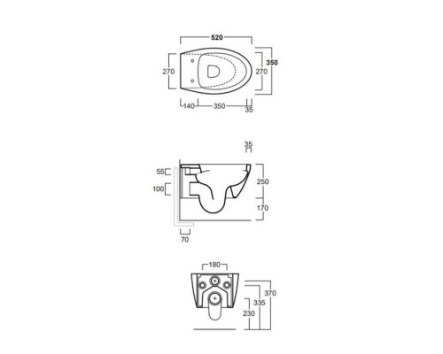 Simas Lft Spazio Унитаз подвесной 52х35см., безободковый, цвет: белый. F85,  LFT18 bi rimless