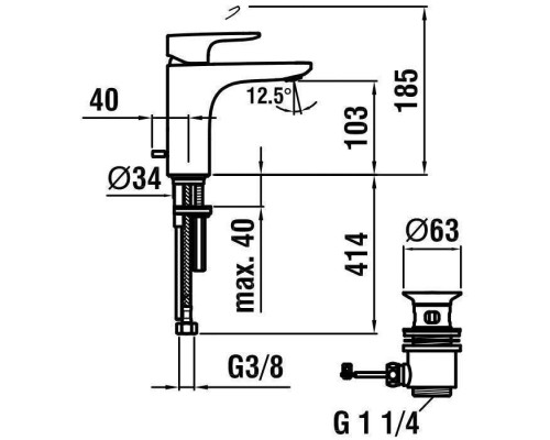 Laufen Cityplus Смеситель для раковины, 1 отв., с донным клапаном, цвет: хром. 3.1175.1.004.111.1
