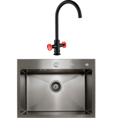 Комплект Мойка кухонная Kaiser KSM-6046 черная + Смеситель Topaz 17333-2 черный