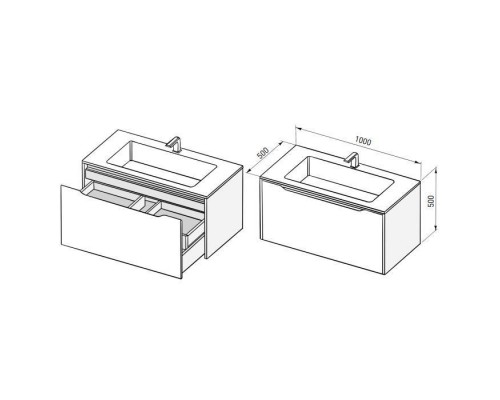 Salini Smile Тумба подвесная 100х50х48.5см., с раковиной, цвет: Anthracite. S1000AON203